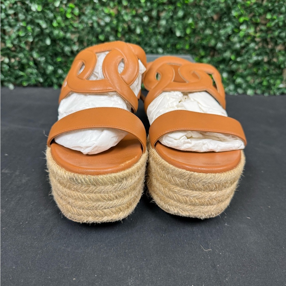 HERMES Nappa Ithea Espadrille Wedge Sandals - W9 - Picture 3 of 12